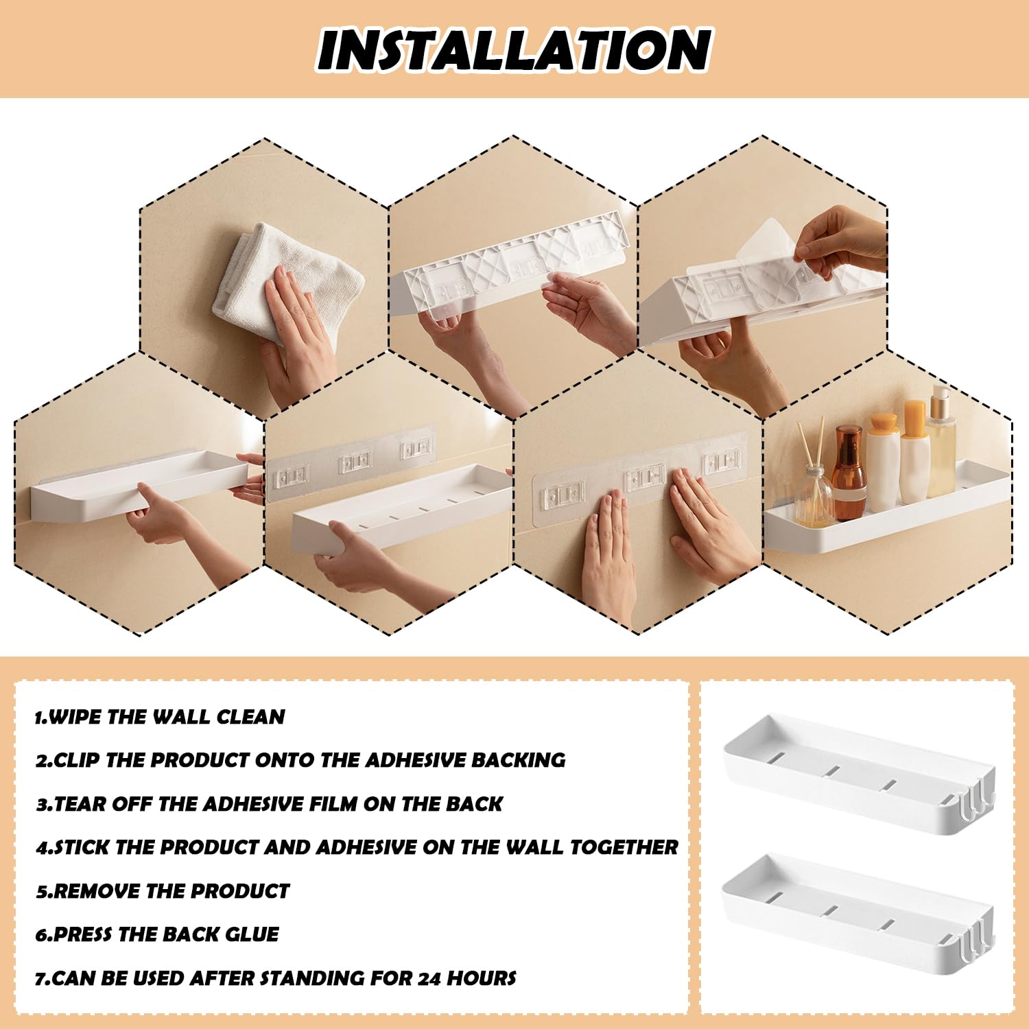 3 stuks Zwevende Wandplank, Acryl Wandplank zonder Boren, zwevende plank, Transformeerbare Muurplank van Acryl voor Badkamer Woonkamer Slaapkamer Keuken Kantoor, met Kabelclips - Wit