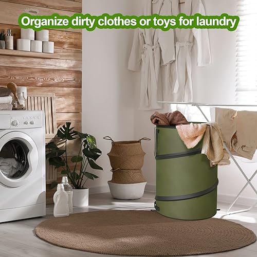 Miniatura 7 de Paquete de 2 botes de basura plegables de 30 galones para campamento, caravana, bolsa de basura para jardinería, césped/hojas, 30 galones cada