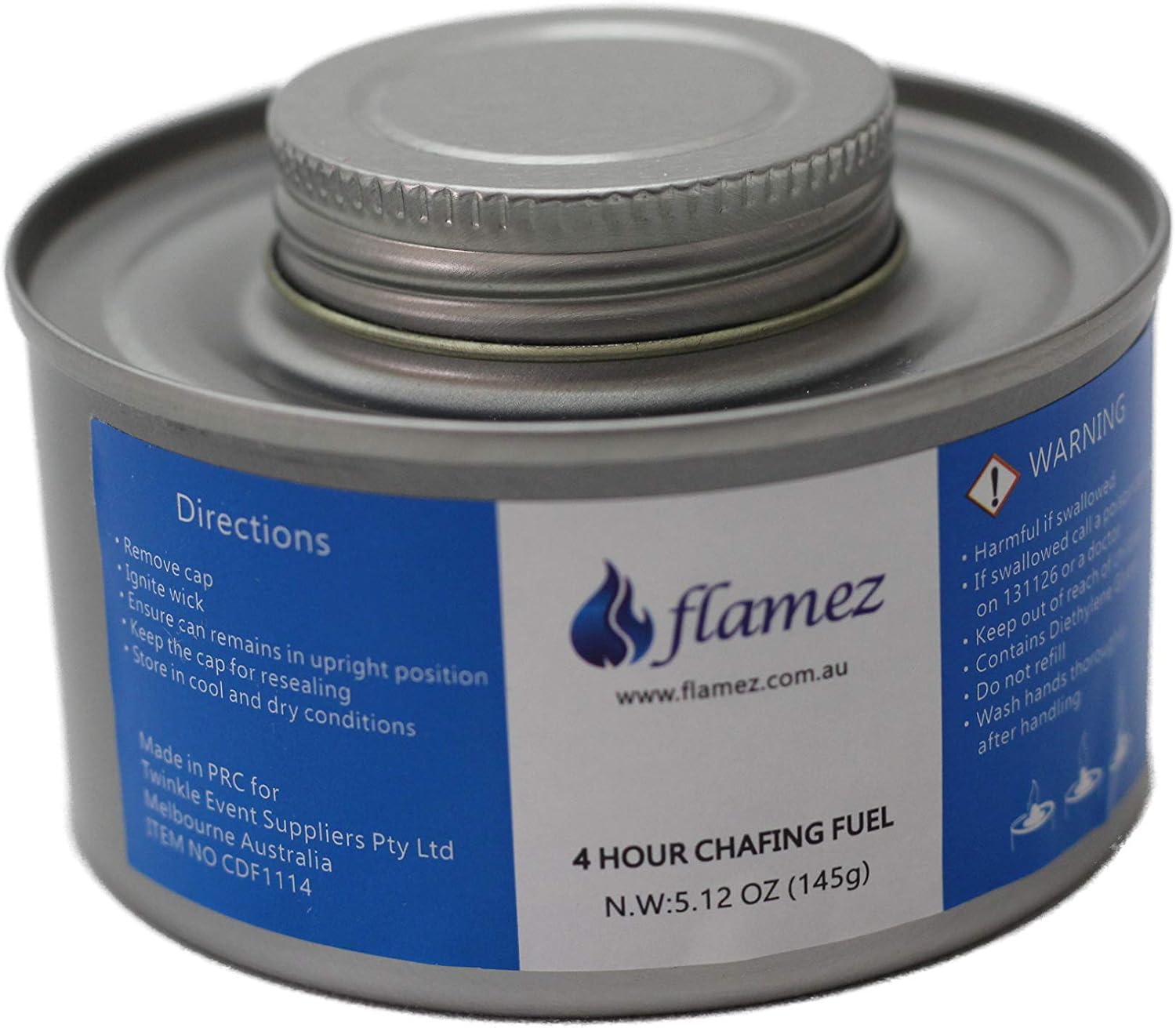 Flamez 4 Hour Liquid Chafing Dish Fuel Cans for Food Warmers, Buffet