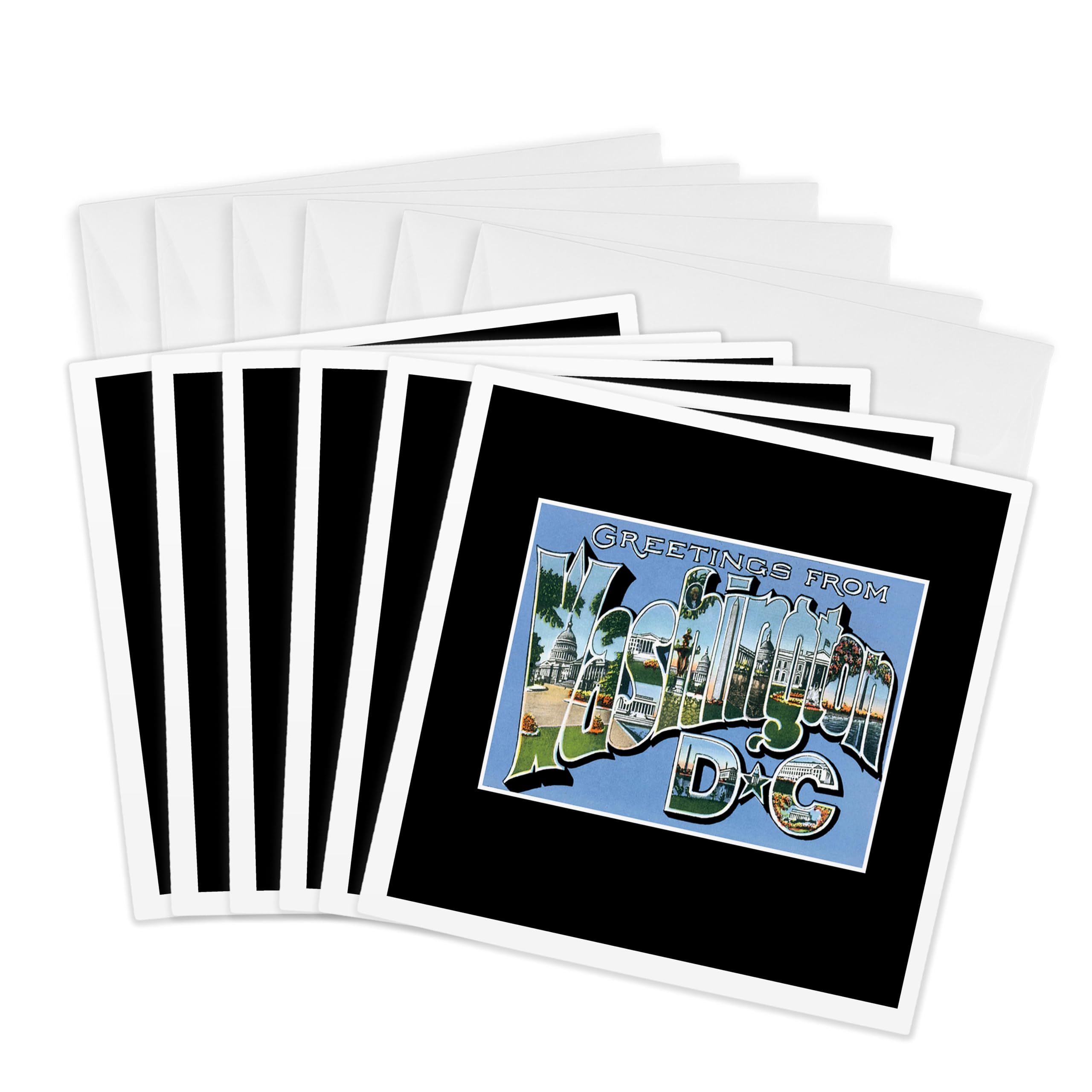 3dRose gc_170937_1 6 x 6-Inch"Greetings from Washington Dc Scenic Postcard Reproduction" Greeting Card (Pack of 6)