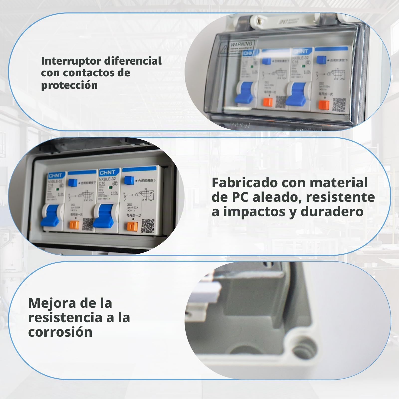 Baustromverteiler 16A, Distribuidor de Corriente para Interruptor Diferencial, 2 * 230V Wandverteiler Enchufes Tapo, Cuadro de Pared Precableado uso al Aire Libre, Camping, Caravana, Obras