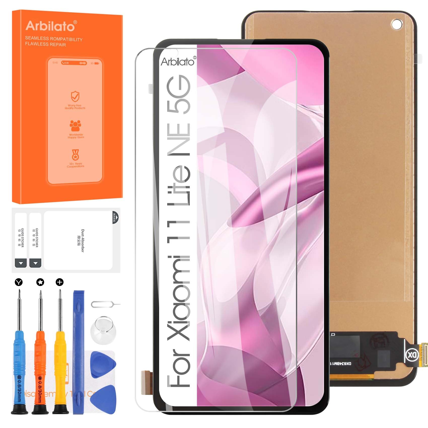 Schermo LCD per Xiaomi 11 Lite NE 5G/Mi 11 Lite 4G/Mi 11 Lite 5G Schermo di Ricambio Digitizer 2109119DG M2101K9AG M2101K9G Touch Assemblaggio parti di riparazione (6.55")