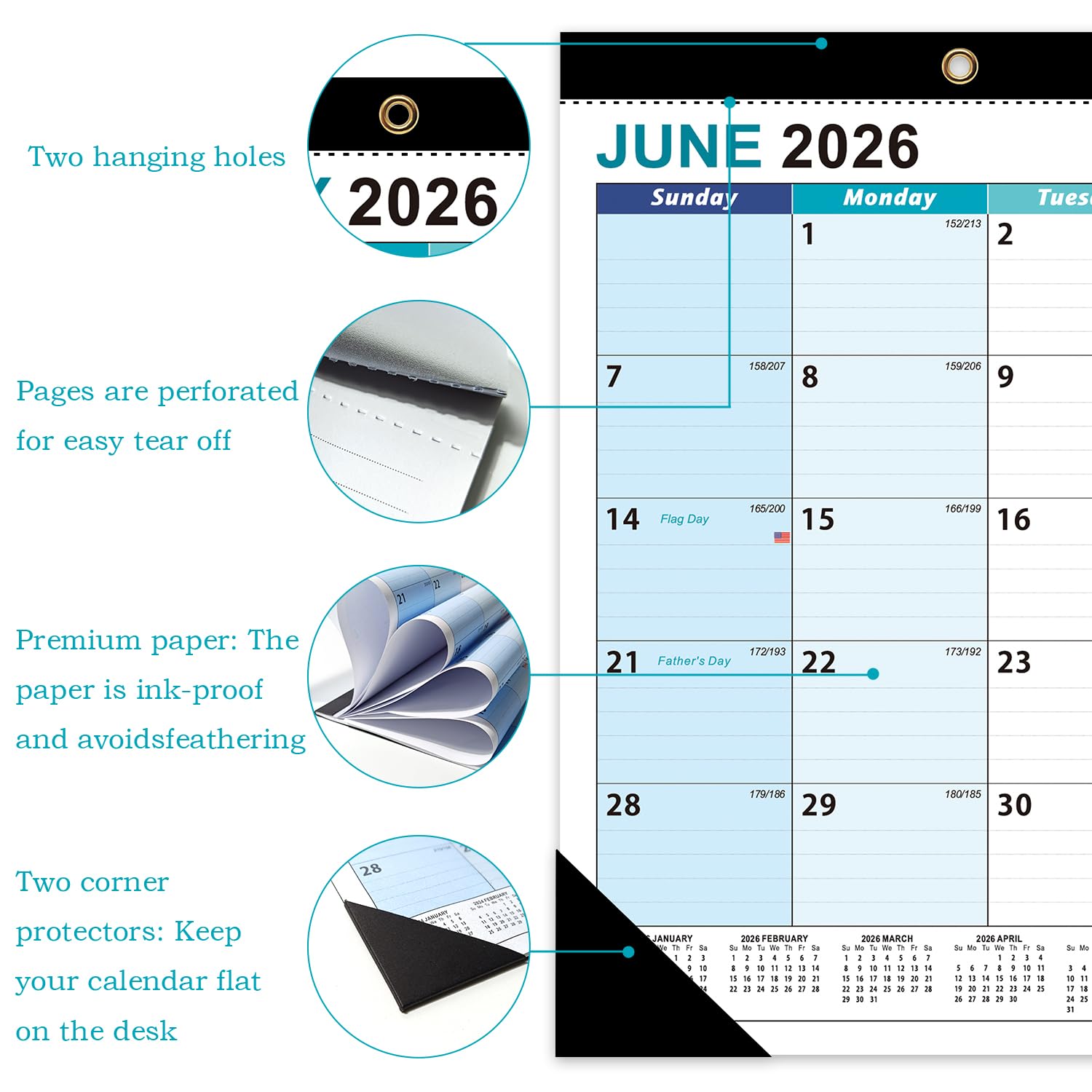 Calendrier Mural Familial 2026-2027 A3 Mensuel Papier 120G