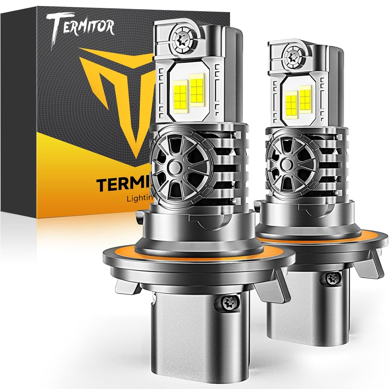 Termitor 2026 Upgraded 90,000LM 9008 H13 Bulbs, 12X Ultra-Bright, 6500K Pure White H13/9008 Light Conversion Kits, Easy Plug-N-Play Installation, IP68 Waterproof, Pack of 2