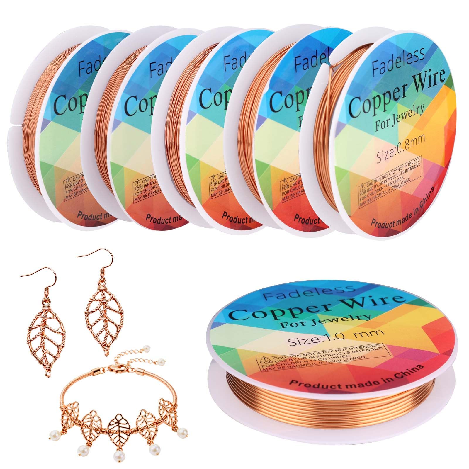 6pcs Jewelry Making Copper Wires, 18/20/22/24/26/28 Gauge Copper Craft Wire Jewelry Making Supplies for Ring Necklace Earrings DIY Artistic Floral Modelling Art Projects