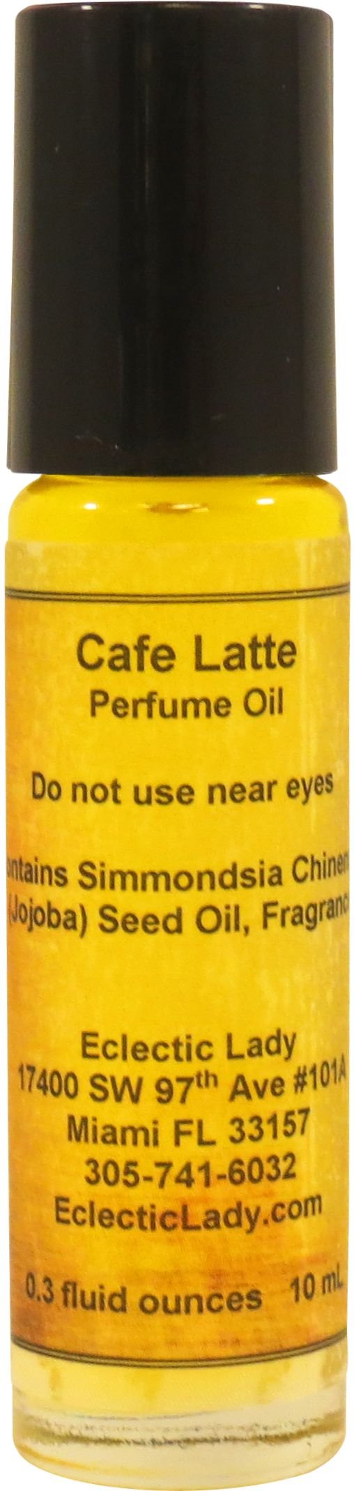 Cafe Latte Perfume Oil, 0.3 Oz Portable Roll-On Fragrance with Long-Lasting Scent, Delightful Essential Oils and Jojoba Oil For Daily Use