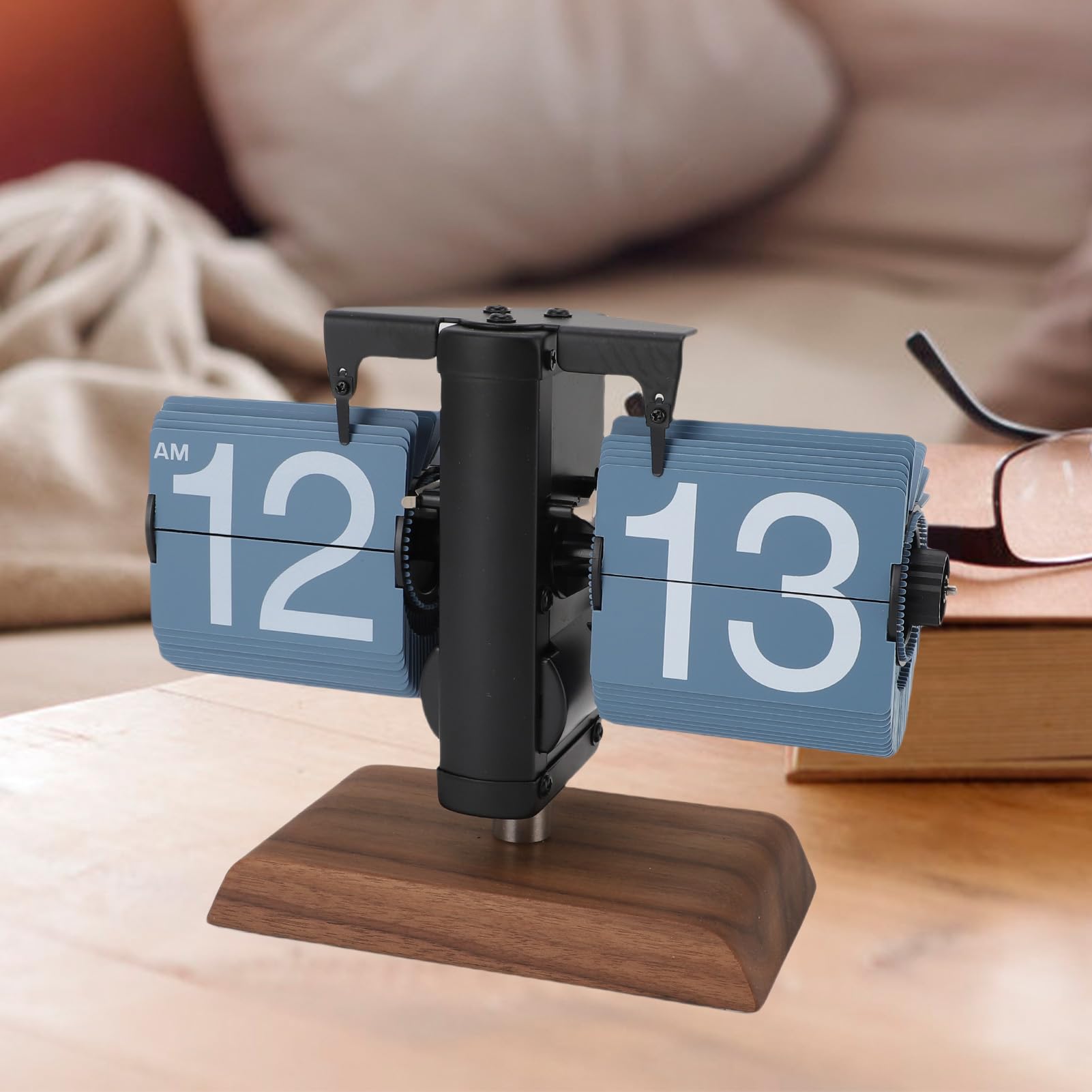 Pissente Reloj Digital Abatible con Pilas, Base de Madera de Acero Inoxidable, Reloj de Escritorio Fácil de Leer para Sala de Estar, Oficina, Estudio, Artículo de Colección, Acero Inoxidable 304,