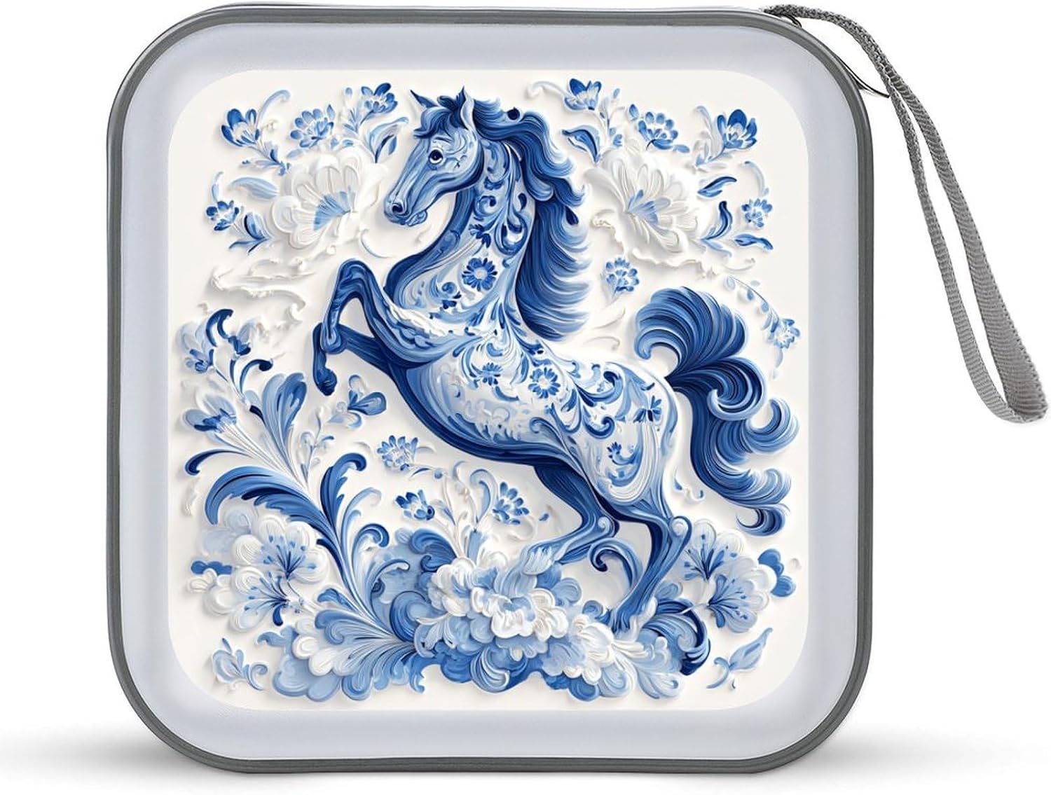 Strong Horse And Cloud Motif CD Case DVD Storage Case Portable for Car Home Travel