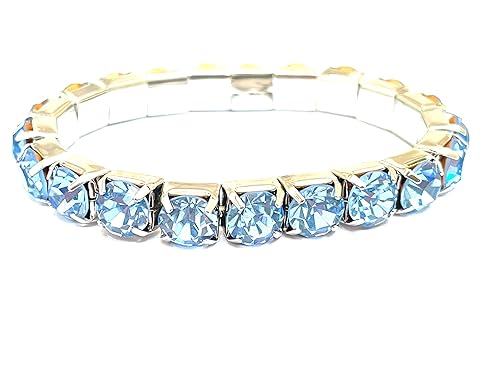 Miniatura 1 de HANDMADE 8mm Blue Topaz Bracelet Silver Rhodium Plating Sky Blue Topaz Tennis Bracelet Blue Topaz Jewelry Graduation gift for her TimelessElegance