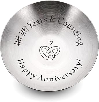 10th Anniversary Wedding Gifts for Wife Husband, Tin Gifts for 10th Anniversary, 10 Year Marriage Jewelry Tray for Couple, 10 Year Aluminum Gift for Him Her, Steel Married Couple Gift