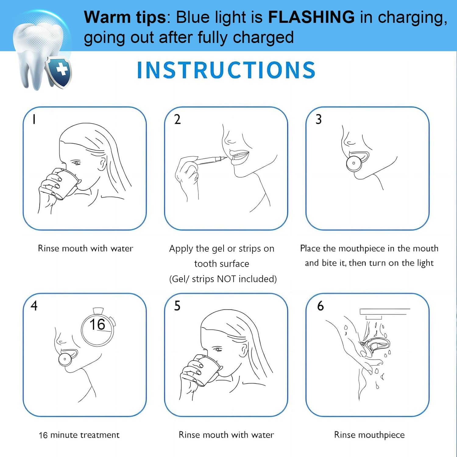 Teeth Whitening Light,10X More Powerful Blue Led Light Connected with USB, Non-Battery Teeth Whitening LED Light in Home Use (Black) - Image 6