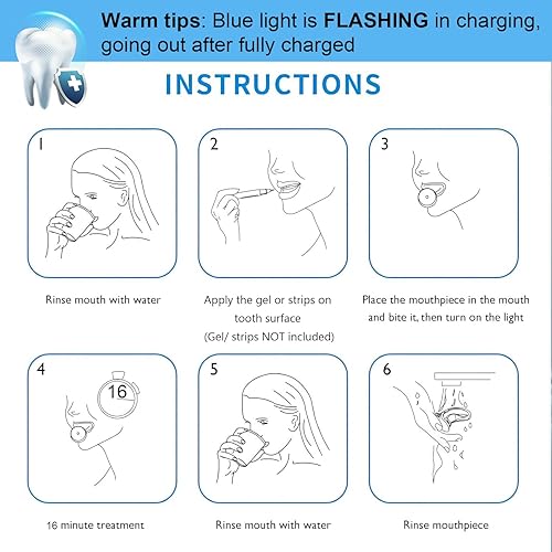 Miniatura 6 de Luz de blanqueamiento de dientes, luz LED azul 10 veces más potente conectada con USB, luz LED de blanqueamiento dental sin batería en uso doméstico