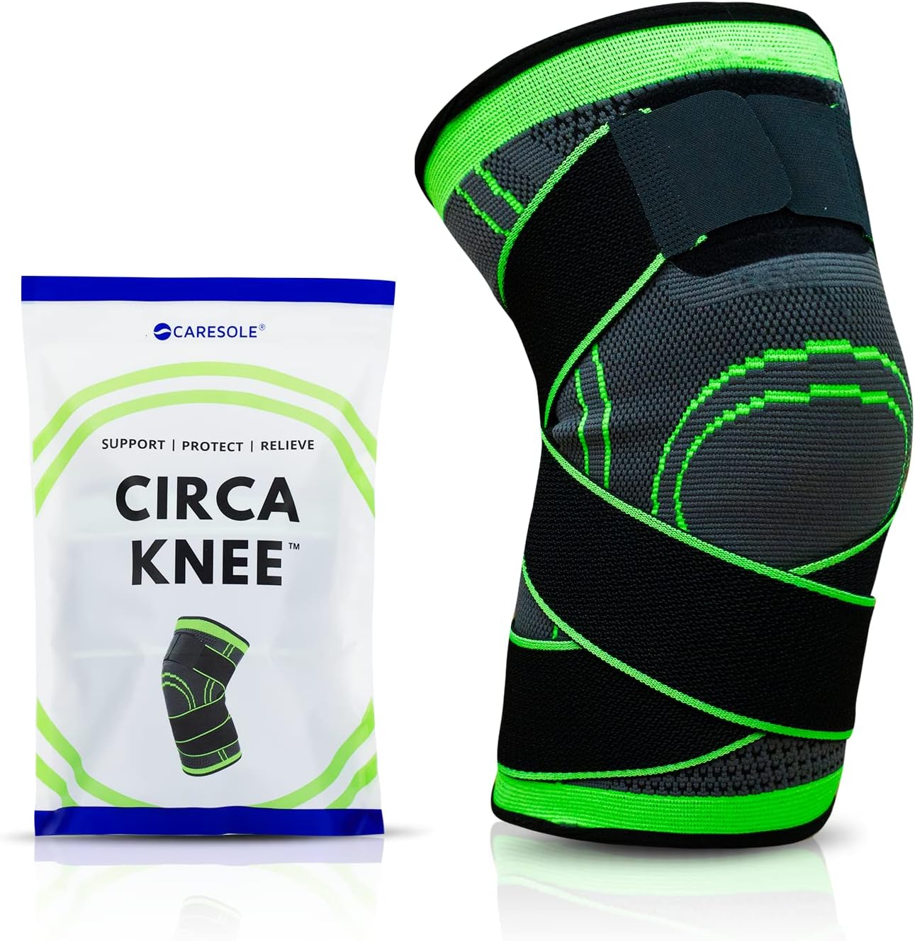 Circa Knee Sleeve - (x1) Large Compression Knee Sleeves for Men and Women | Knee Compression Brace for Tired and Achy Knees | Comfortable, Lightweight Knee Sleeves Running and Sports