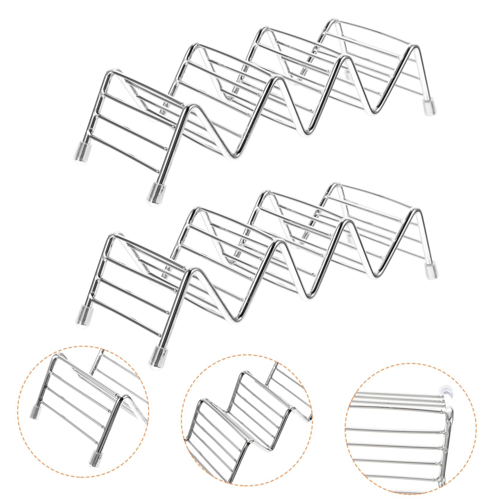 2 Pcs 1 Set Burrito Stainless Steel Rack Burrito Holders Wave-shaped Taco Holders Wear-resistant Taco Holders Rust-proof Taco Racks Taco Display Holders Taco Display Racks