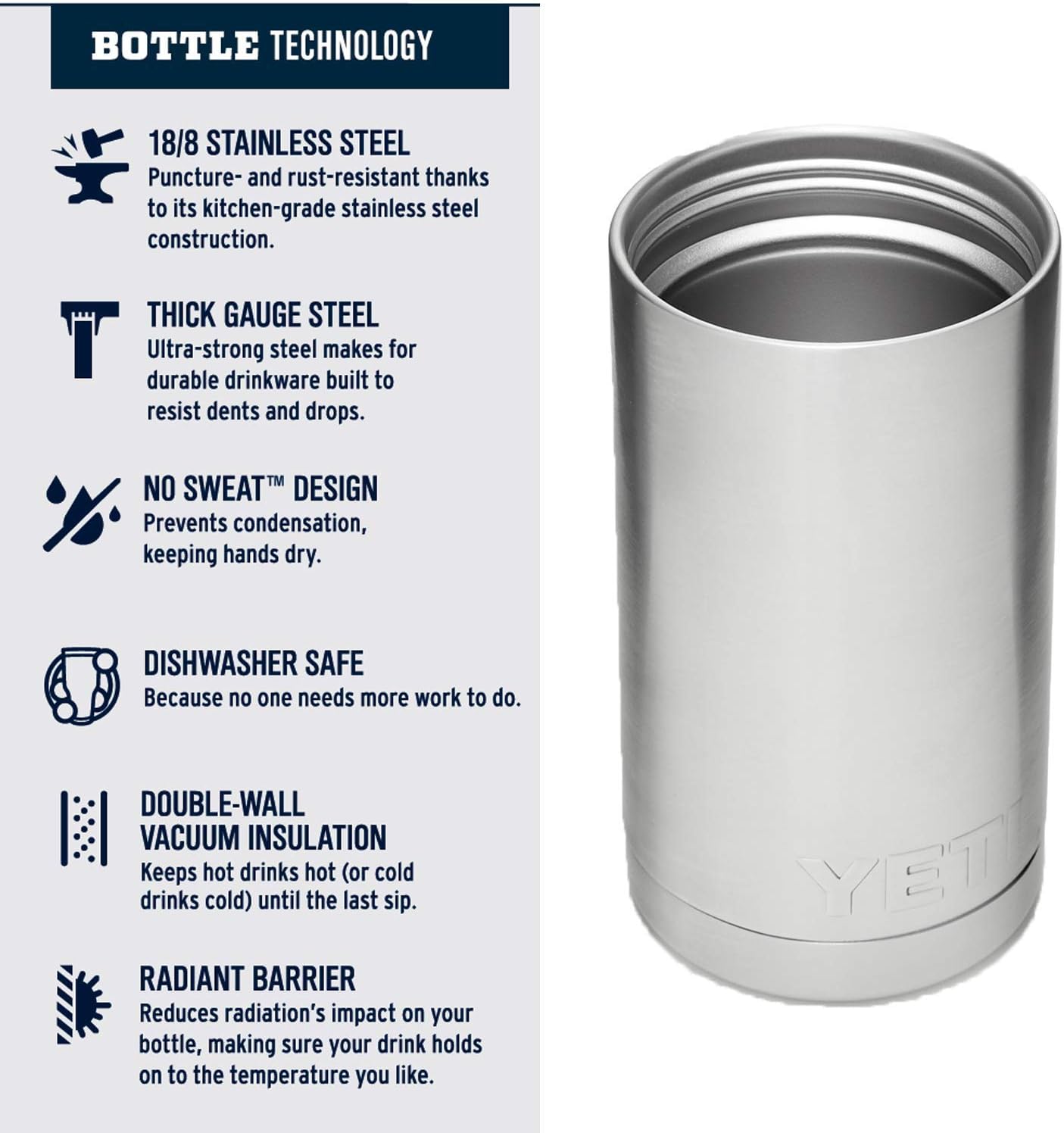 YETI Rambler 12 oz Bottle, Stainless Steel, Vacuum Insulated, with Hot Shot Cap | Vacuum Insulated