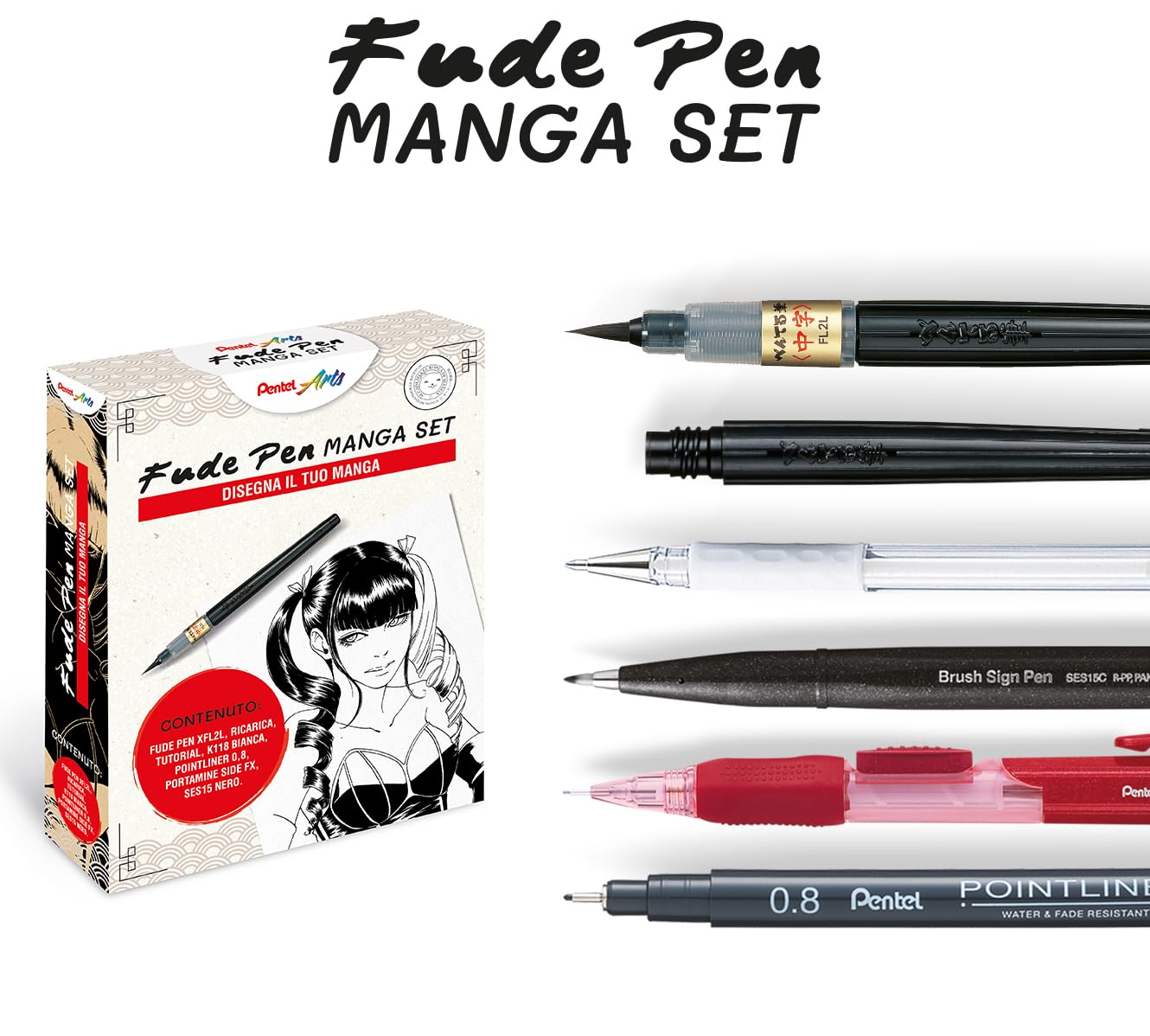 Pentel Fude Pen Manga Set