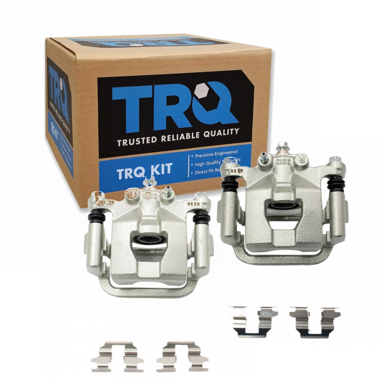 TRQ Rear Brake Caliper Set Zinc Coated Brackets