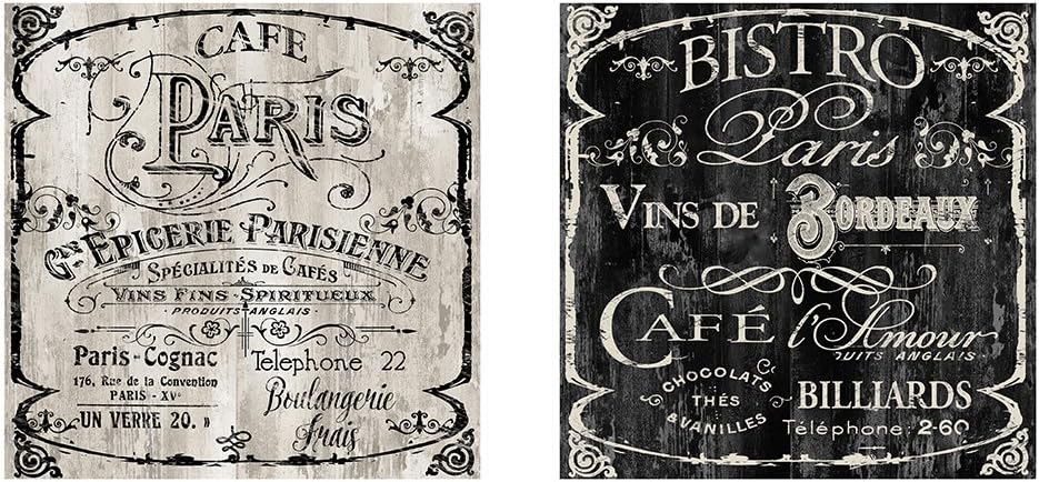 PICTURE IT ON CANVAS Two 12x12 Cafe Paris Bistro Wall Art Signs French Kitchen Decor