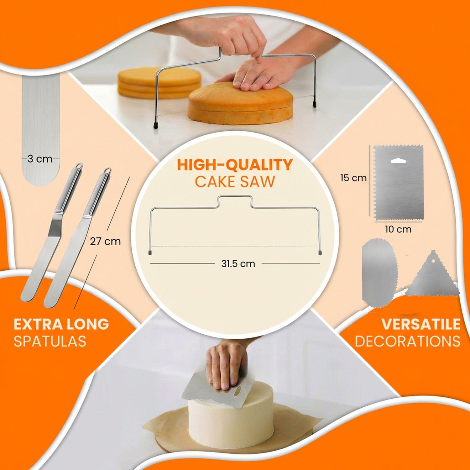 Plato Giratorio para Tartas de Aluminio - Base Giratoria para Decoración Profesional con Set de 144 Accesorios de Repostería Incluye Espátula y Boquillas, Gran Regalo para Mujeres