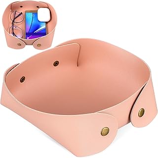 Abaodam レザー収納トレイ 折りたたみ式デスクトップ用革製トレイ 鍵 ジュエリー整理用オーガナイザー プレゼント対応ホーム収納