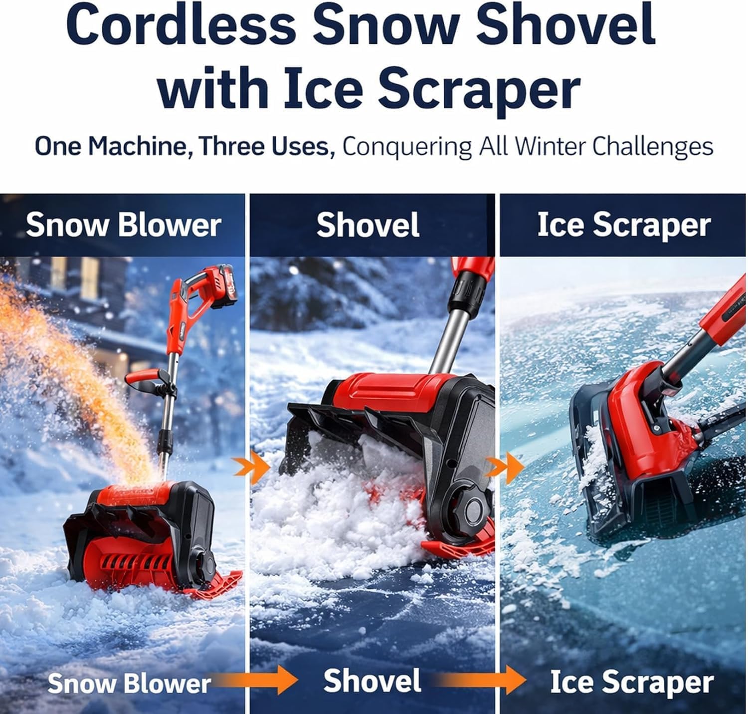 40V Electric Cordless Snow Shovel, 1200W Brushless Cordless Snow Shovel with Ice Scraper, Electric Snow Blower with 2 X 4.0 Ah Battery and Charger, for Pathways,Patios,Decks & Driveways (2 Batteries)
