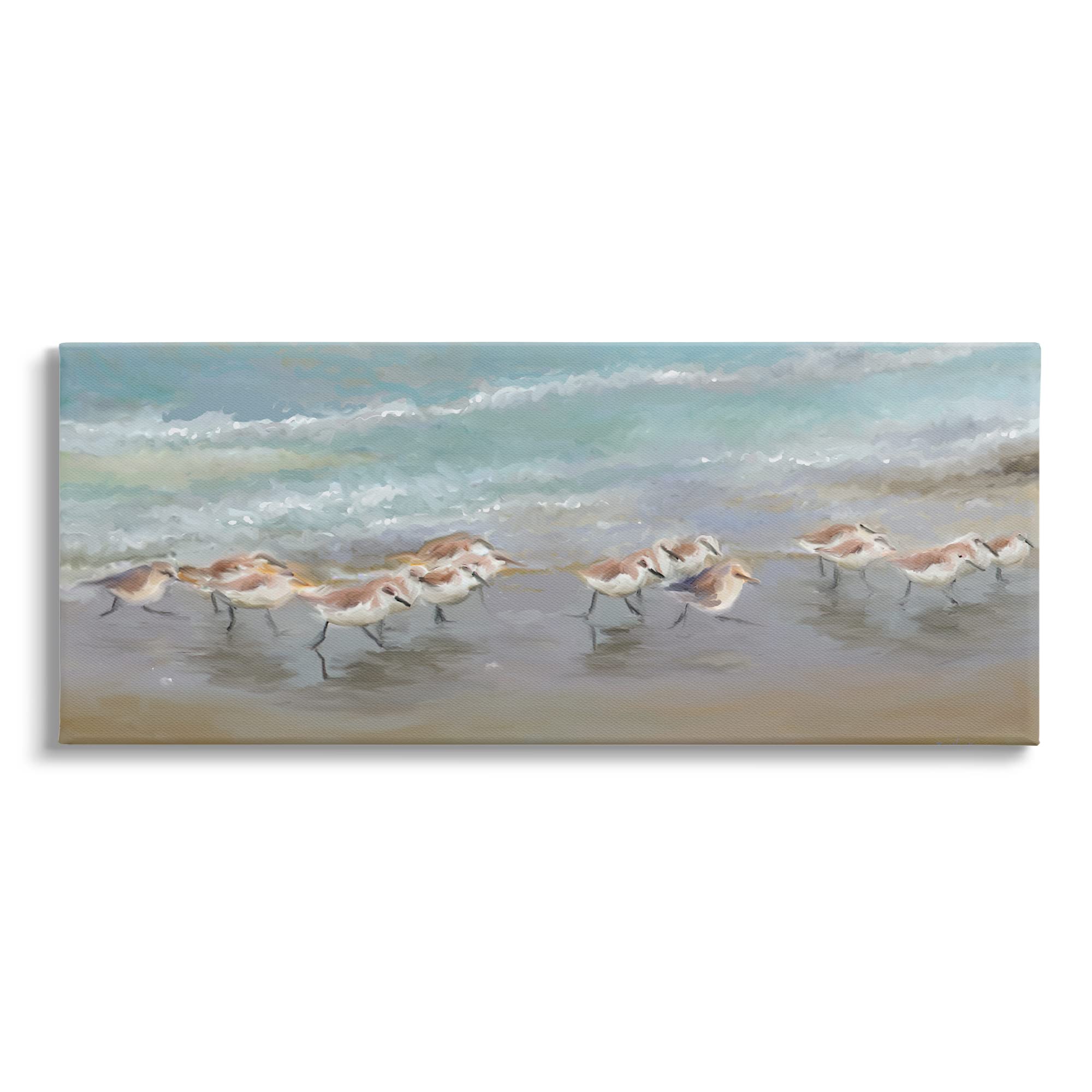 Stupell Industries Sandpiper Flock Shoreline Splashing Canvas Wall Art, Design by Rick Novak