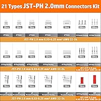 Vista 5 de Kit de herramienta de crimpado y conector JST PEBA - 21 tipos de conectores JST-PH de 2.0 mm de 2/3/4/5/6 pines y pines de crimpado, carcasas