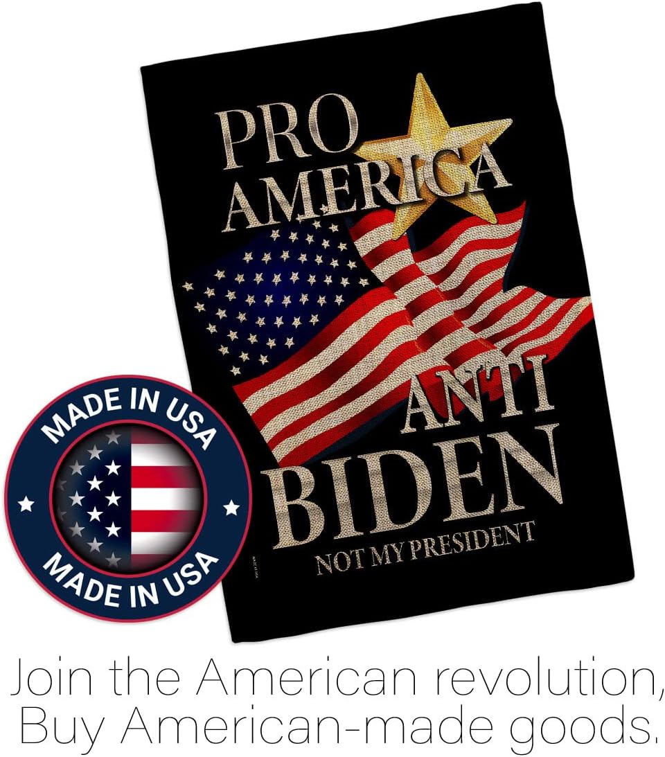 Pro America Anti Biden Burlap Garden House Flag-Set Americana Political President Democrat Republican Tea Party United State American Election Banner Small Yard Gift Double-Sided, Made In USA
