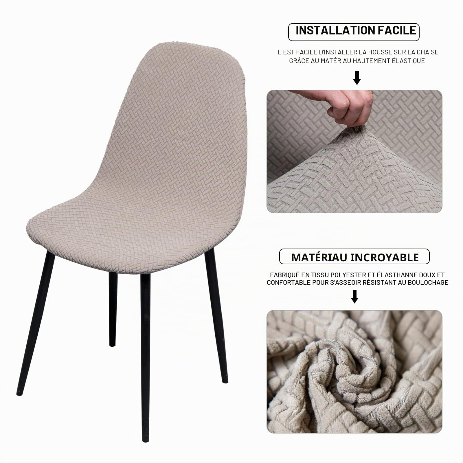 Lydevo Housse de Chaise Scandinave Extensible Lot de 4 Moderne Lavable Universel Couverture de Chaise de Salle à Manger