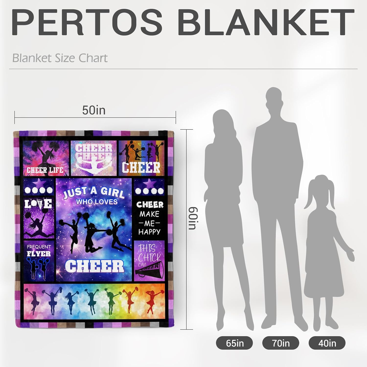 Jekeno Cheer Gifts Blanket for Girls Daughter Nieces Sister Cheerleading Cheerleader Cheer Coach Birthday Christmas Cheerleading Theme Print Present Decor Home Couch Sofa Soft Cozy Plush Throw 50"x60" - Image 4