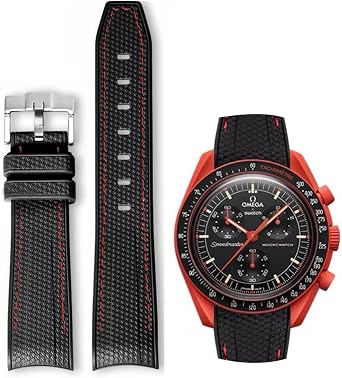 Watch Straps Compatible with Omega x Swatch Strap MoonSwatch, Replacement Strap 20 mm Rubber Omega X Swatch Moonswatch Speedmaster Replacement Strap, Bracelet for Men and Women