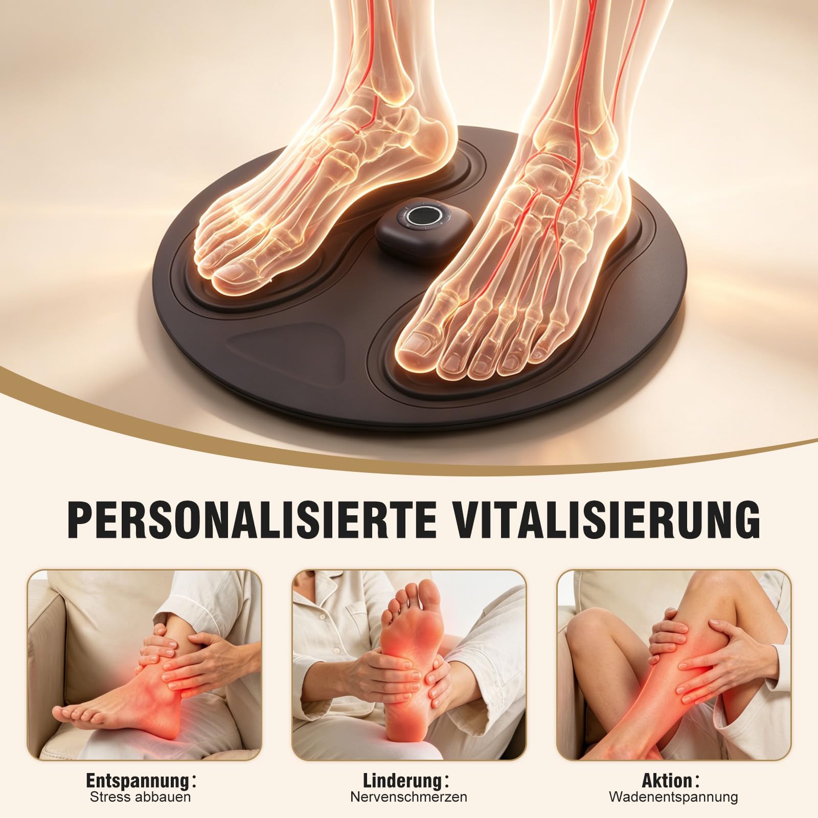 EMS & TENS Fußmassagegerät Durchblutungsstimulator, 10 Modi 20 Stufen, Wasserdicht Silikon-Fußpolster, leicht zu reinigen Leicht zu transportieren Durchblutung verbessern und Neuropathie