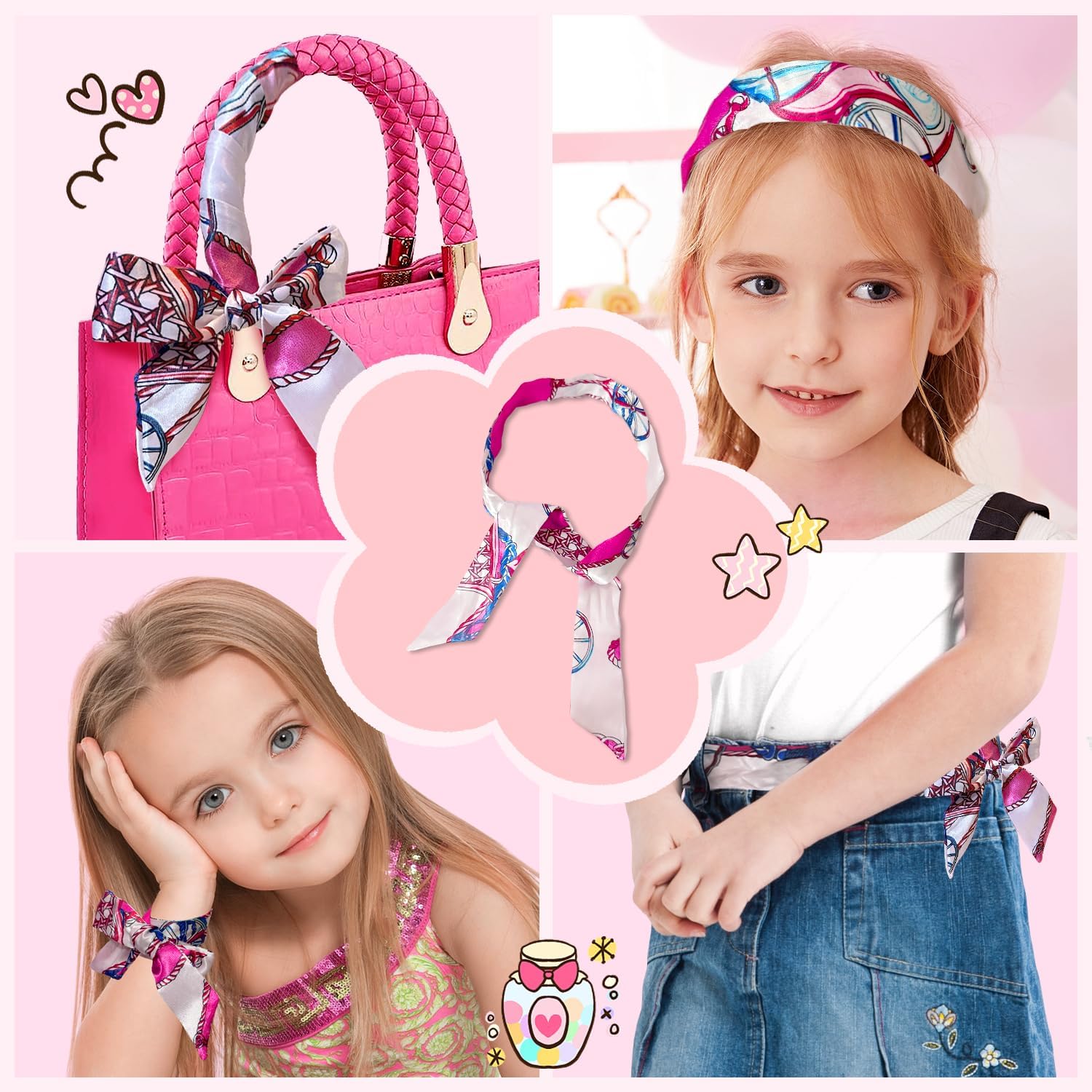 Little Girl Purse with Pretend Makeup for Toddlers, Kids Play Purse Set - Includes Handbag, Pretend Play Headset, Wallet, Phones, Birthday Gift for Girls Age 3+ (Deluxe Purse Set-Hot Pink)