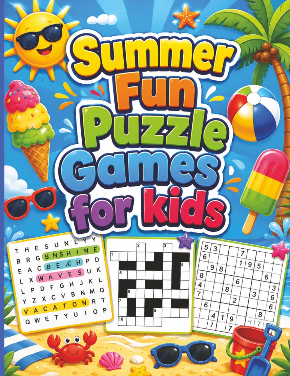 Summer Fun Puzzle Games for Kids: fun puzzle games | summer word search puzzle | fun crossword puzzles | kids sudoku puzzles