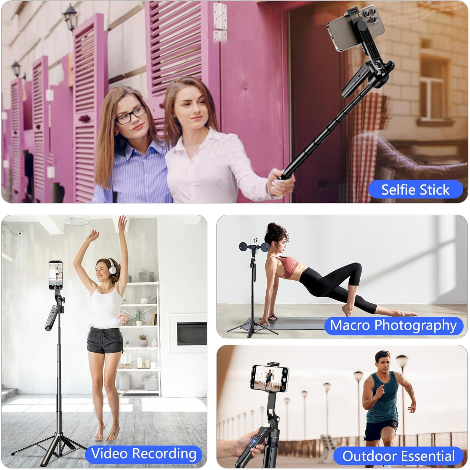 Trípode de seguimiento facial automático para iPhone, trípode de teléfono de viaje de 70 pulgadas de alto con control remoto y control de gestos, soporte para selfie para grabación de video