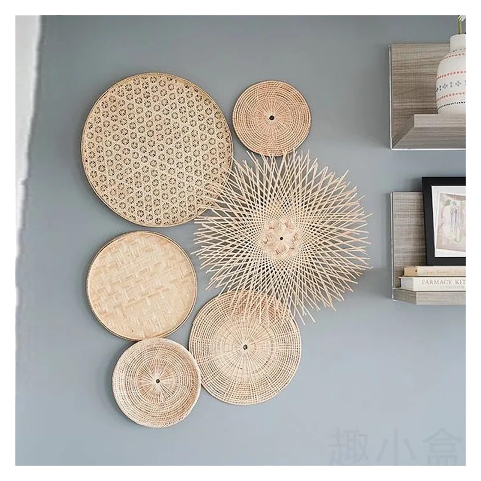 Cesta de Pared de ratán Hecha a Mano, decoración de Pared de ratán Colgante de Pared, decoración Colgante de Pared Decoración de Pared