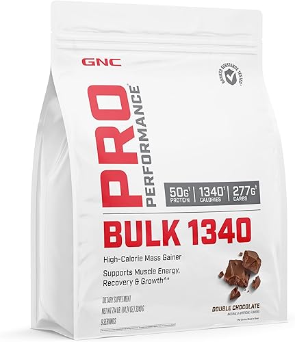 GNC Pro Performance Bulk 1340 Mass Gainer Protein Powder, 50g, Gluten Free, Whey, Creatine, BCAA, 3rd Party Tested, Muscle Recovery & Growth,