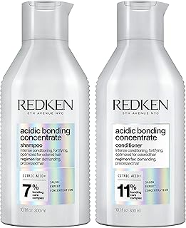 Redken Acidic Bonding Concentrate Shampoo & Conditioner Set For Damaged and All Hair Types - Repair and Strengthen Weak Hair Bonds With Citric Acid, 10.1 Fl Oz
