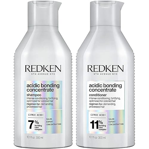 Redken Acidic Bonding Concentrate Shampoo & Conditioner Set For Damaged and All Hair Types - Repair and Strengthen Weak Hair Bonds With Citric Acid, 10.1 Fl Oz