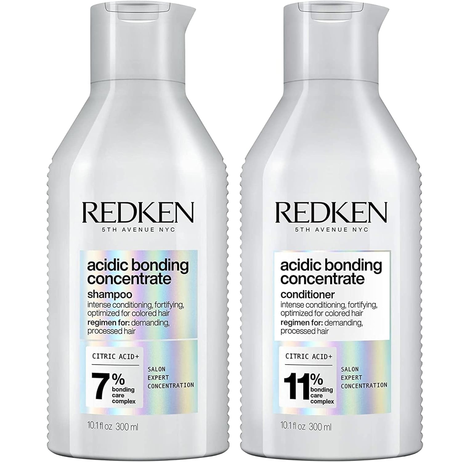 Redken Acidic Bonding Concentrate Shampoo & Conditioner Set For Damaged and All Hair Types - Repair and Strengthen Weak Hair Bonds With Citric Acid, 10.1 Fl Oz