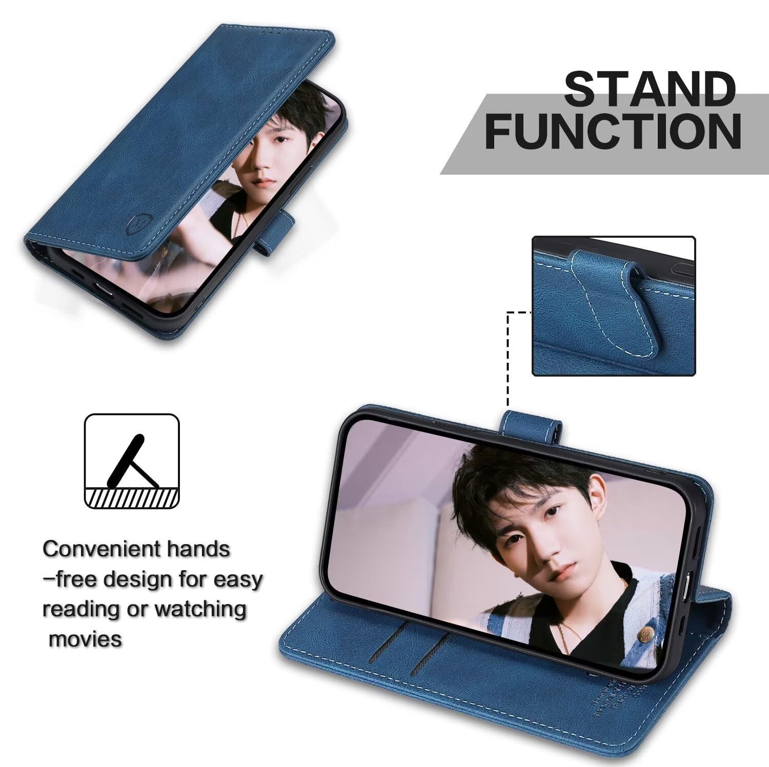 FMPC Cover Libro per Google Pixel 6 PRO Flip Wallet Case Custodia in Pelle PU Premium, Kickstand e Slot per Schede con Magnetica Portafoglio per Google Pixel 6 PRO, Blu