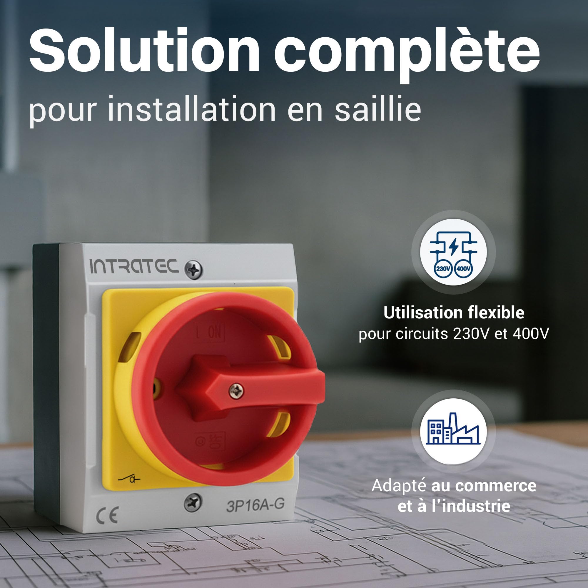 Interrupteur principal disjoncteur 16A, IP 65, 3 pôles dans le boîtier, interrupteur rotatif pour toutes les exigences industrielles