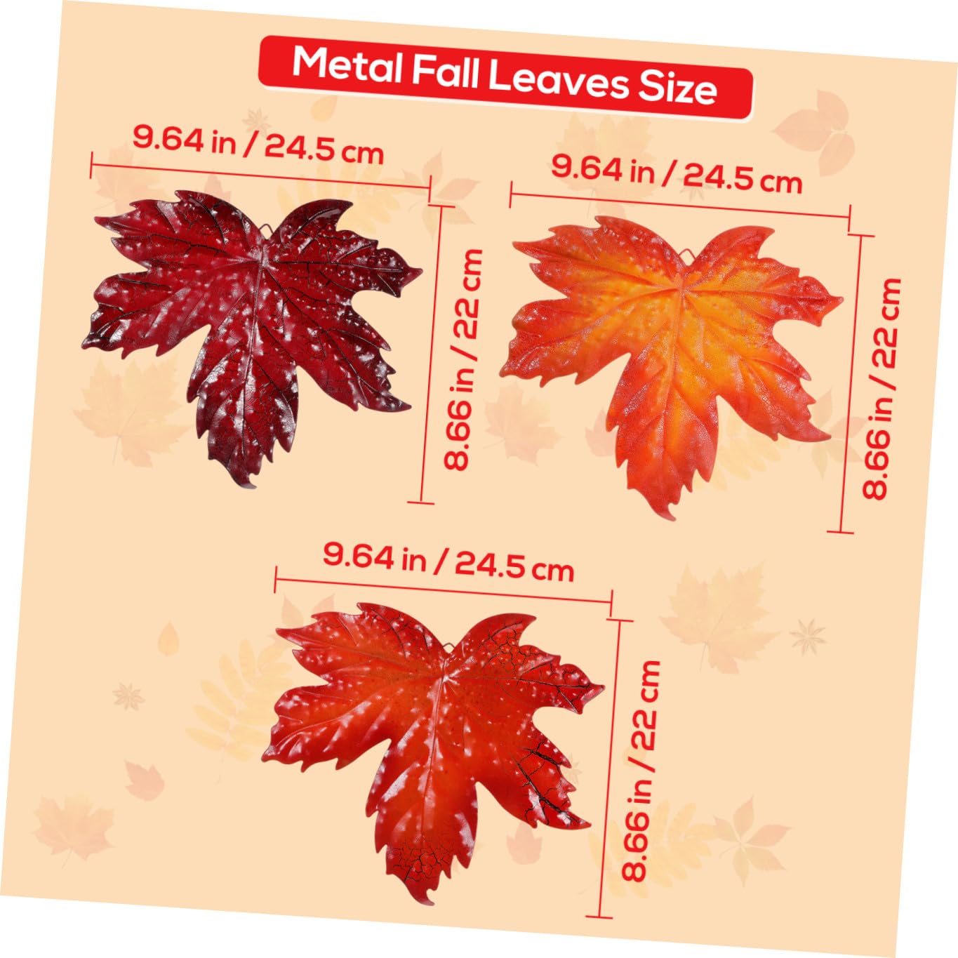 3 Pièces Décoration Suspendue Forgé Érable Artificielles Fissurées Lot pour Maison Fête et Décoration Murale Automne