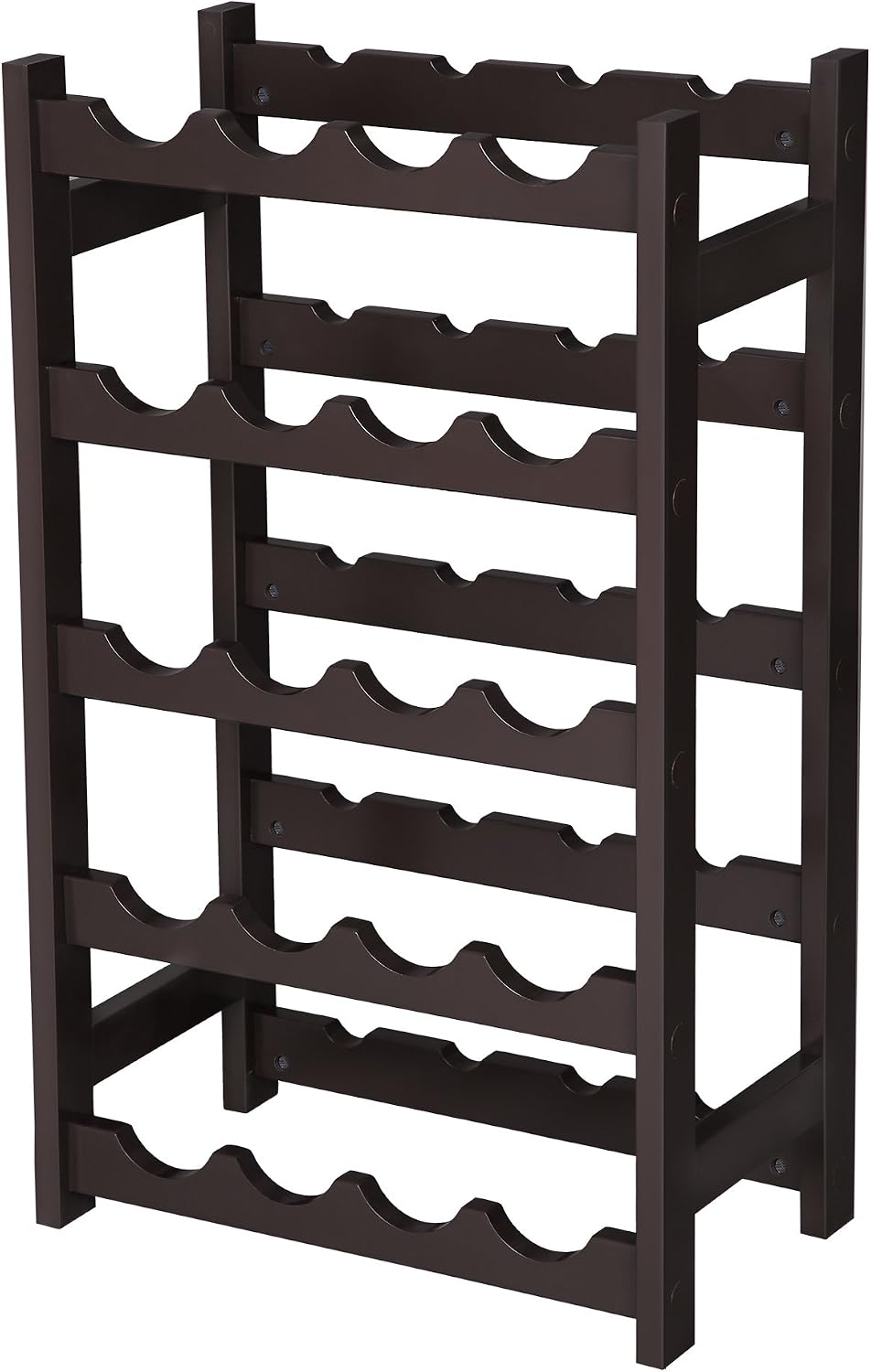 VASAGLE Wood 20 Wine Display Rack, Standing Bottles Storage Shelf, Wobble-Free, Espresso ULWR01BR