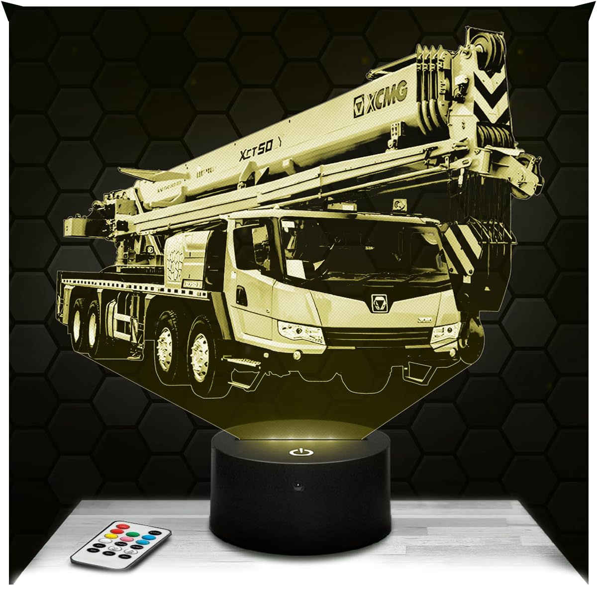 Lampephoto.fr - Crane Truck 3D Lamp, Night Light 3D LED Illusion Lamp, Desk lamp Decor, Construction Vehicle, Gifts Merchandise, Night Light for Children's Bedroom, Original Christmas, Gift