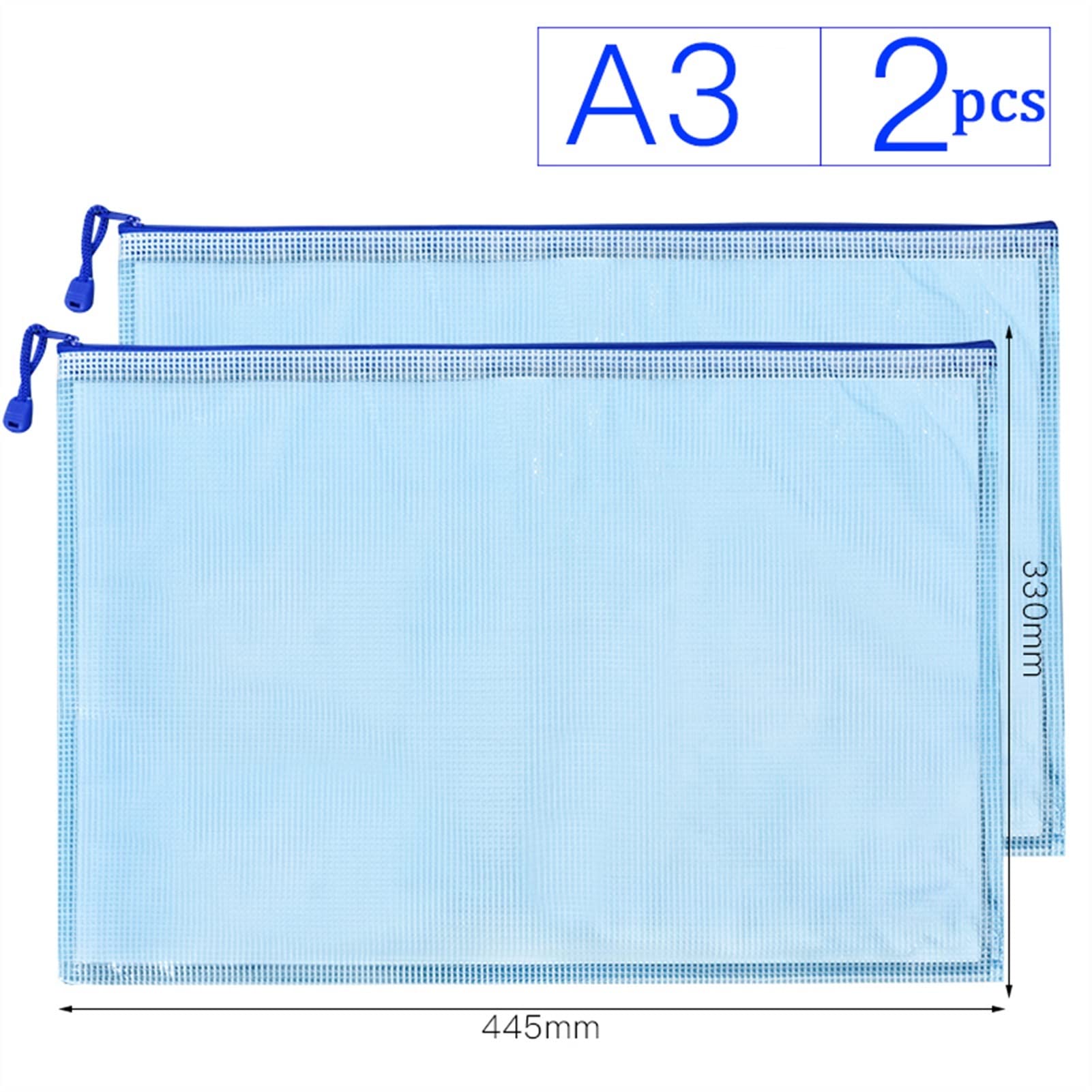 Teczka na dokumenty A3 z zamkiem błyskawicznym torba na dokumenty wodoszczelna plik ZIP segregator pamięć graficzna biuro szkolne dostawa papier rysunkowy torby do przechowywania teczka z klipsem (kolor: niebieski 2 szt.)