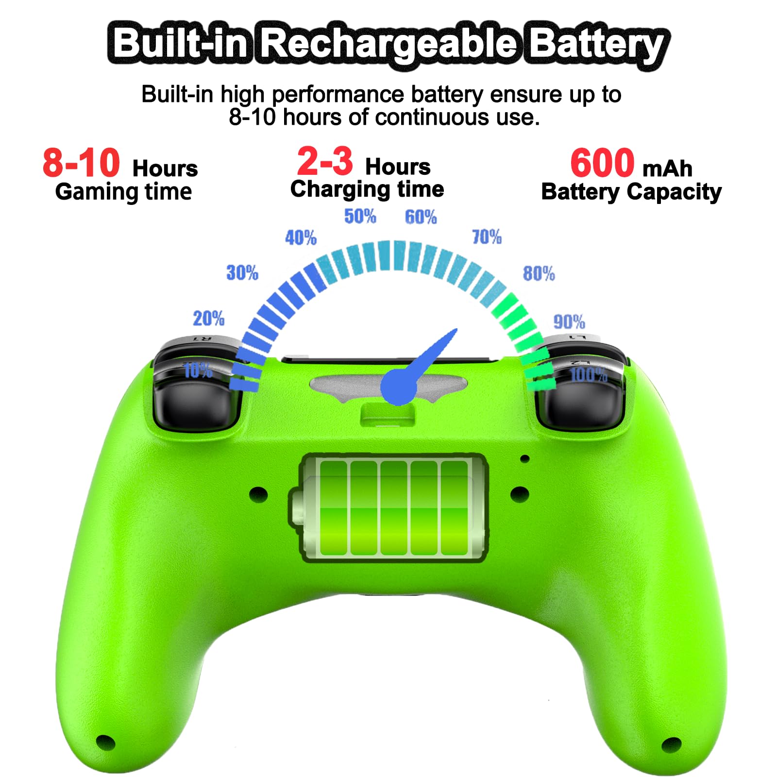RCCBOOST Mando Inalámbrico Compatible con PS4, Gamepad Mando para P4/PS4 PRO/SLIM y PC, Mando P4 con Doble Vibración, Audio, Giroscopio de Seis Ejes, Pantalla Táctil, 600mah Batería(vert)