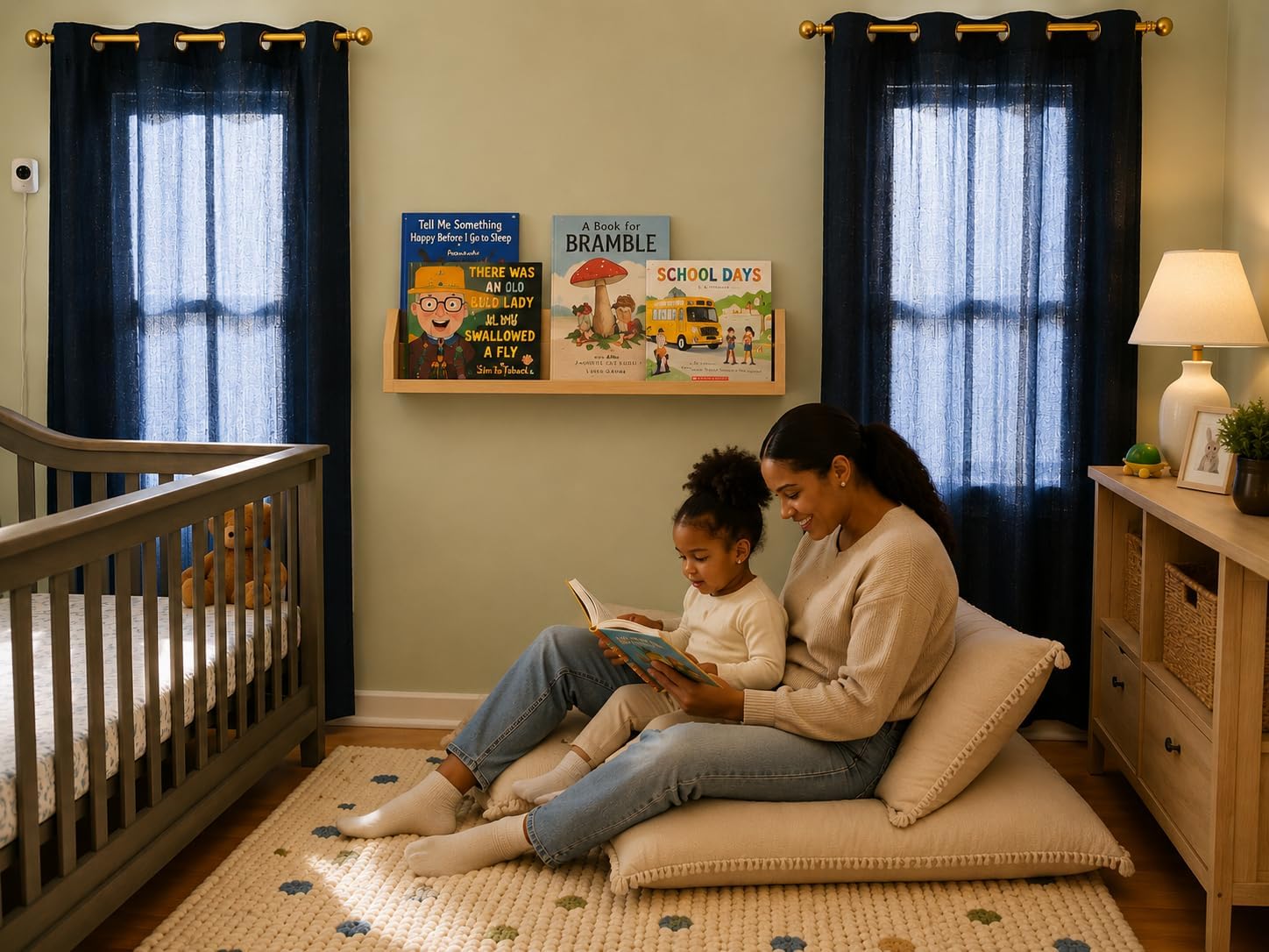 Kids Floating Preventing Books from Sliding Out Acrylic Front Lip Shelf, Solid Wood Wall Ledge, 1 Piece