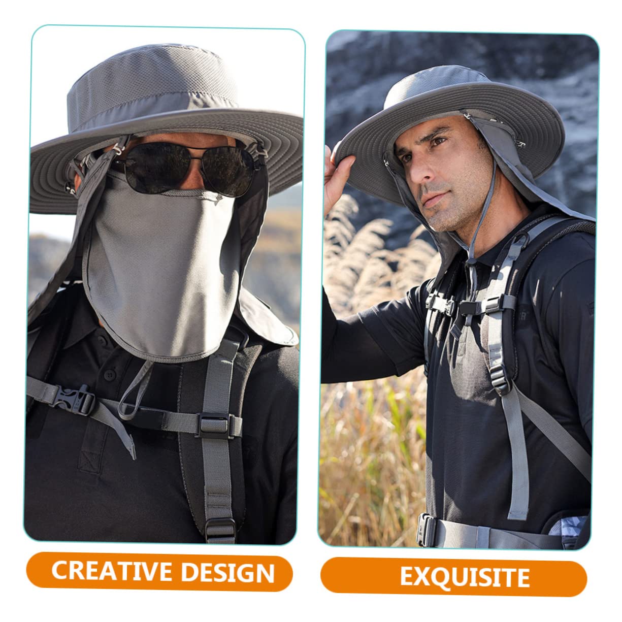 ifundom Cappello da Pesca con Protezione Solare Cappello per Gli Uomini Cappello da Pesca all'aperto Cappello da Sole all'aperto Cappello da Sole da Uomo Nylon Grey