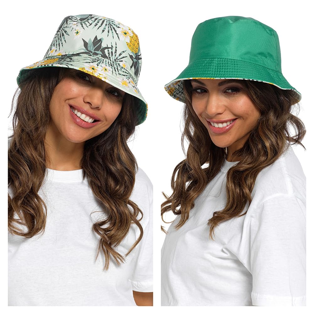 Undercover Ladies Reversible Bucket Hat GL1100 Green Leaf Print S/M
